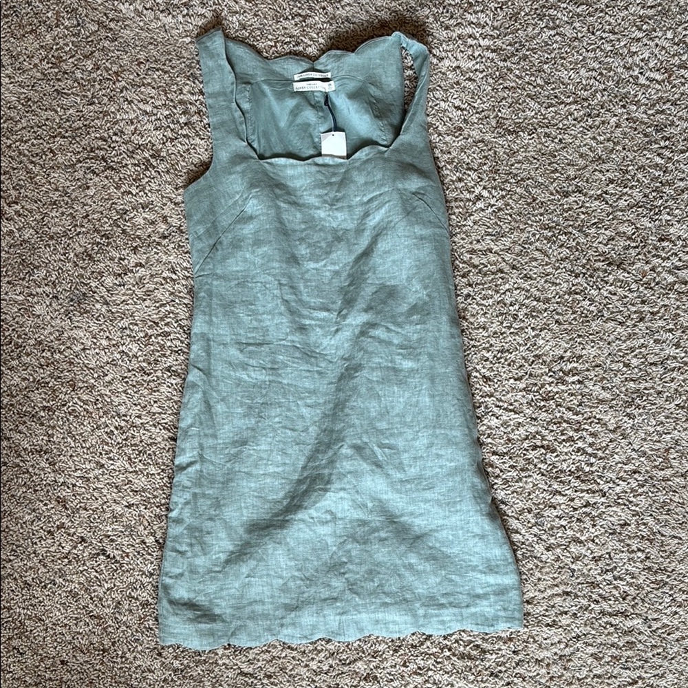 Abercrombie & Fitch Sleeveless Linen Dress in Olive